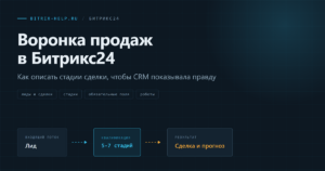 Схема воронки продаж в Битрикс24: лид проходит квалификацию, превращается в сделку и доходит до оплаты