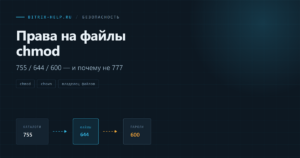 Правильные права доступа на сайте Битрикс: 755 для каталогов, 644 для файлов, 600 для паролей подключения