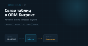 Схема связи таблиц в ORM Битрикс: Reference соединяет сущности и позволяет выбрать данные одним запросом